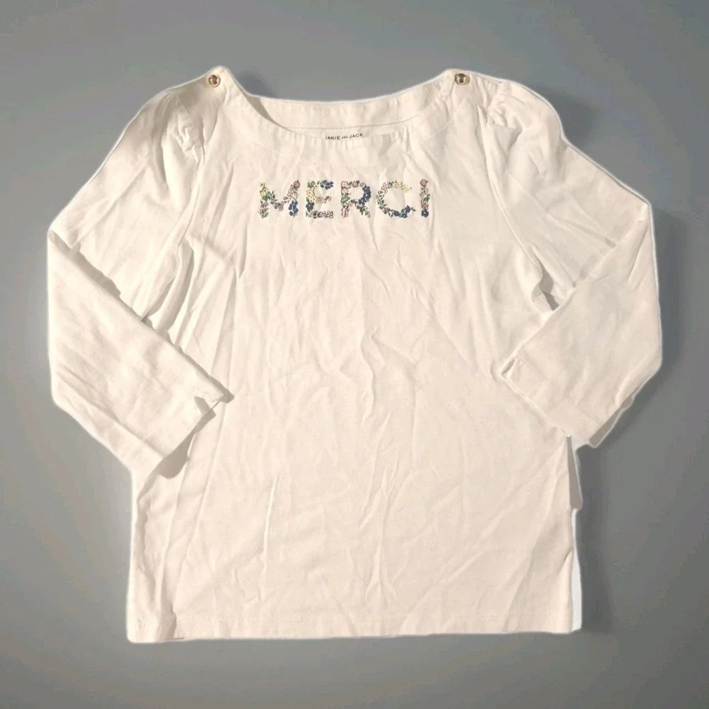 Janie and‎ Jack Merci Tee Buttons At Shoulder, 3/4 Sleeve, Size 12